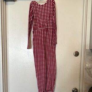 Red and White Checkered Footie One Piece